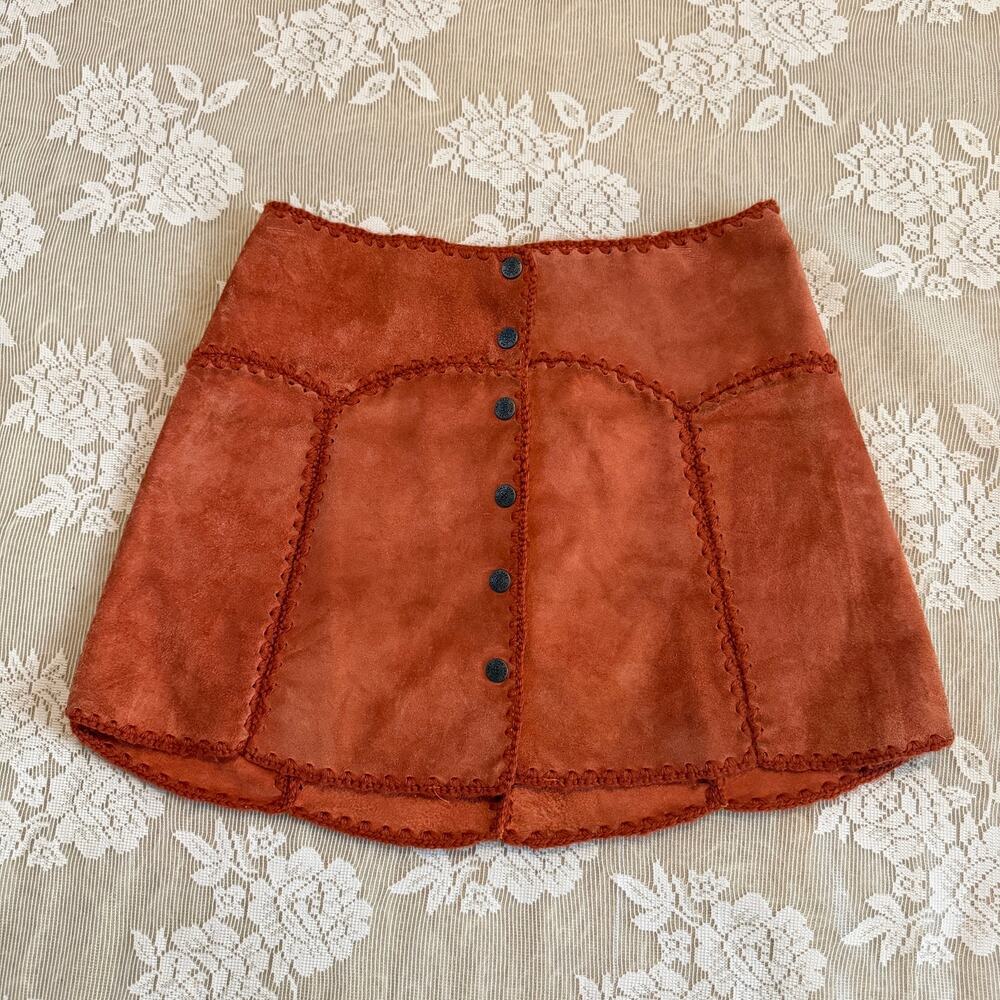 Vintage Ona Saez Rust Suede Mini Skirt Size 1